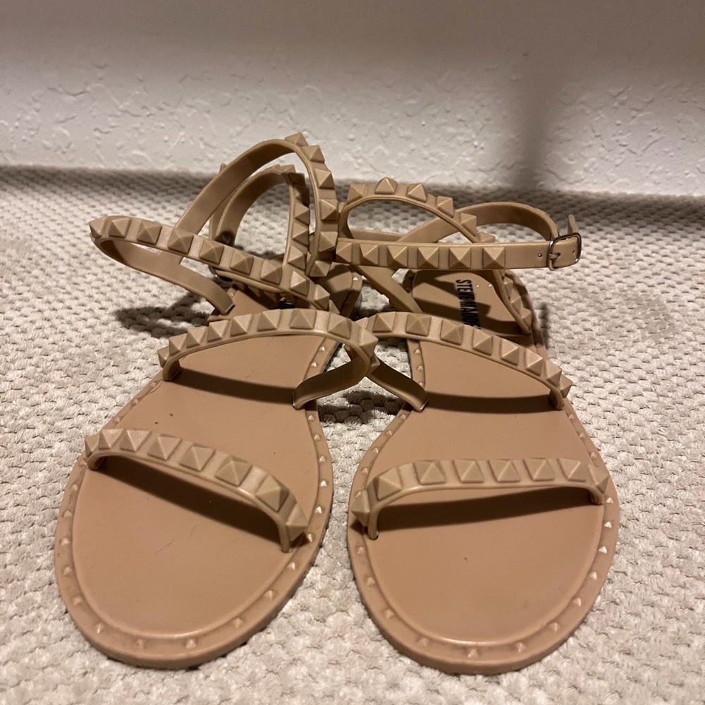 Studded Strappy Women's Sandals in Beige